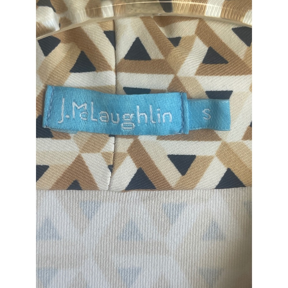 J.McLaughlin Catalina Cloth Dress Womens S‎ Tan Geometric Faux Wrap - Picture 6 of 8